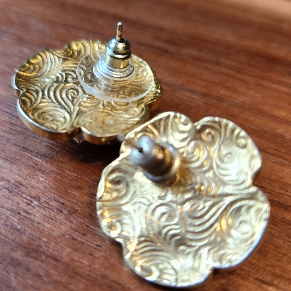 Porcelain Rose and Enamel Earrings - Picture 3 of 3